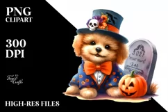 Vibrant Watercolor Cute Baby Dog Dressed for Halloween | Product Image 1