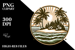 Vintage Tropical Beach Island, Retro Clipart Product Image 2