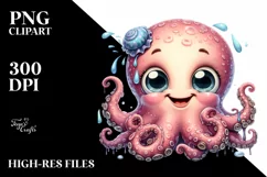 Funny Octopus Portrait with Tongue Out | Sublimation Clipart Product Image 3
