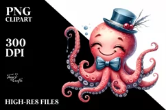 Funny Octopus Portrait with Tongue Out | Sublimation Clipart Product Image 1