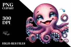 Funny Octopus Portrait with Tongue Out | Sublimation Clipart Product Image 1