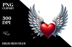 Digital Painting Heart with Wings PNG Product Image 2