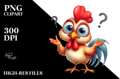 Funny Rooster Standing, Confused | Clipart Product Image 2