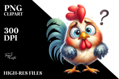 Funny Rooster Standing, Confused | Clipart Product Image 2