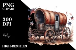 Vintage Rusty Horse Wagon with Stars | Sublimation Clipart Product Image 3