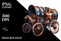 Vintage Rusty Horse Wagon with Stars | Sublimation Clipart Product Image 1