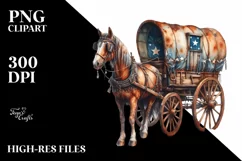 Vintage Rusty Horse Wagon with Stars | Sublimation Clipart Product Image 3