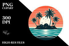 Retro Island Sunset Sticker PNG Product Image 2