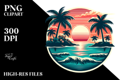 Retro Island Sunset Sticker PNG Product Image 2