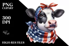 Cheerful Cow in USA Flag Colors | Sublimation | Clipart Product Image 3