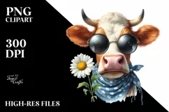 Cow Clipart of Silly Cow with Sunglasses Product Image 3