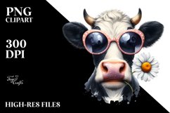 Cow Goofy Funny Sunglasses Cow Portrait Clipart Product Image 1