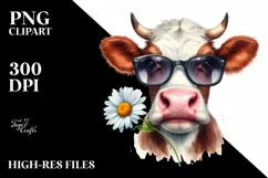 Cow Funny Smiling Sunglasses Cow Clipart Product Image 3