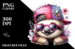 Cute Baby Sloth with Punk Look, PNG Product Image 2