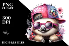 Cute Baby Sloth with Punk Look, PNG Product Image 2