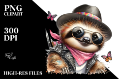Energetic Baby Sloth with Hat, PNG Product Image 2