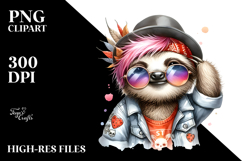 Punk Baby Sloth with Sunglasses, PNG Product Image 2