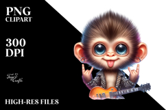 Cute Rocker Monkey PNG Product Image 2