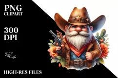Cowboy Gnome Watercolor PNG Product Image 1