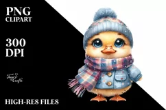 Funny Baby Duck Watercolor PNG Product Image 1