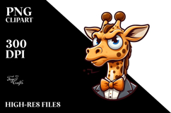 Silly Cartoon Giraffe with Mock Seriousness, Transparent PNG Product Image 2