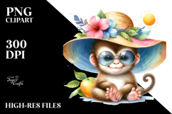 Colorful Watercolor Cute Baby Monkey | Sublimation | Clipart Product Image 2
