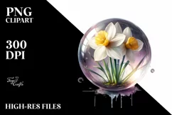 Shiny Redish Watercolor Cloud Round Narcissus | Summer Product Image 3