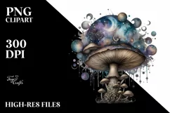 Mystical Mushroom Watercolor Splash PNG Product Image 1