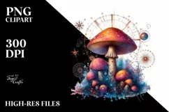 Mystical Mushroom Watercolor Splash PNG Product Image 3