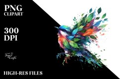 Colorful Bird with Flowers PNG Product Image 3