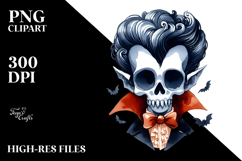 Vampire Skull with Hair, White Background Product Image 2