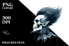 Vampire Skull with Hair, White Background Product Image 2