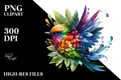 Vibrant Bird with Flowers PNG Product Image 3