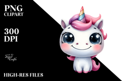 Expressive Unicorn with Goofy Smile Watercolor PNG Product Image 2