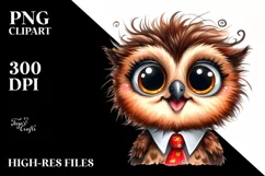 Funny Baby Owl Portrait Watercolor Product Image 1