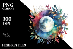 Vibrant Moon with Foliage Stars | Clipart Product Image 2