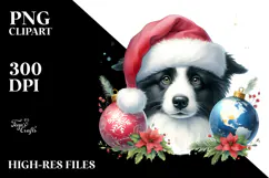 Border Collie with Christmas Globes, Transparent PNG Product Image 2