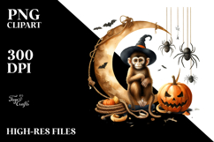 Monkey Dressed for Halloween on Moon PNG Product Image 2