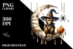 Monkey Dressed for Halloween on Moon PNG Product Image 2