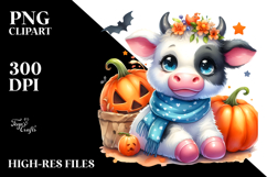 Cute Baby Cow, Watercolor PNG Product Image 2
