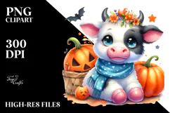 Cute Baby Cow, Watercolor PNG Product Image 2