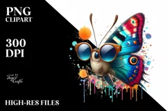 Quirky Colorful Butterfly Sunglasses Clipart Product Image 3