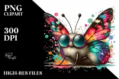 Quirky Colorful Butterfly Sunglasses Clipart Product Image 1