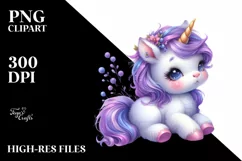 Cute Baby Unicorn Violet Clipart Product Image 1