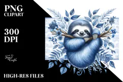 Sloth made of Blue Toile PNG Product Image 2