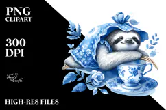 Sloth made of Blue Toile PNG Product Image 2