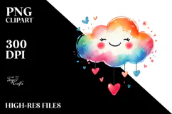 Simple Smiling Watercolor Cloud, Transparent PNG Product Image 2