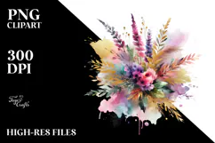 Colorful Abstract Watercolor Bouquet with Heather | Product Image 2