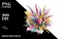 Colorful Abstract Watercolor Bouquet with Heather | Product Image 3