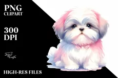 Cute Shih Tzu Watercolor Clipart Product Image 1